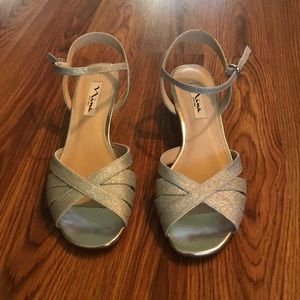 Silver formal shoes Sz 7.5